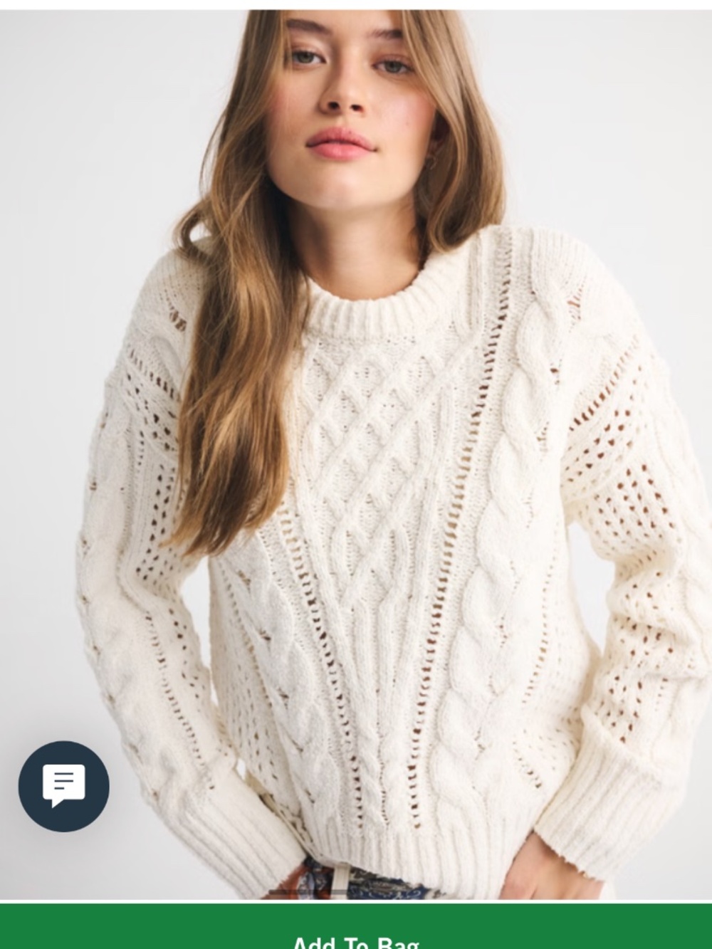 Abercrombie & Fitch Textural Stitch Cable Crew Sweater - Picture 2 of 4
